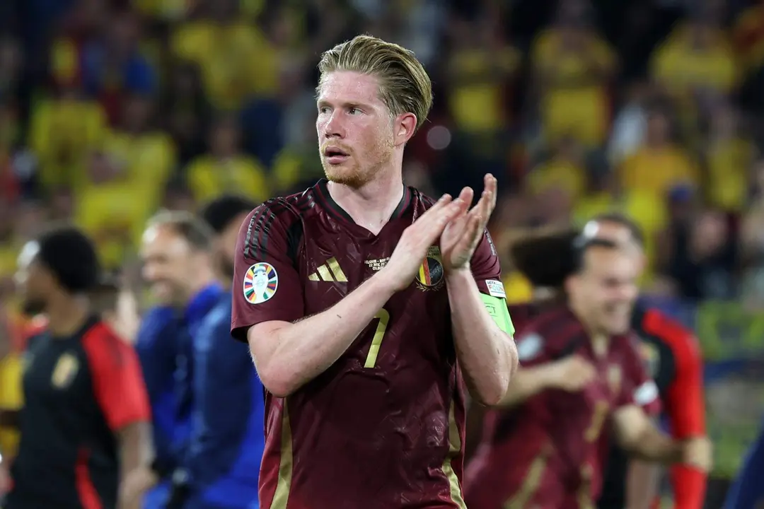 El belga Kevin de Bruyne, tras el partido ante Ruman&iacute;a en la Eurocopa de Alemania. EFE/EPA/MOHAMED MESSARA