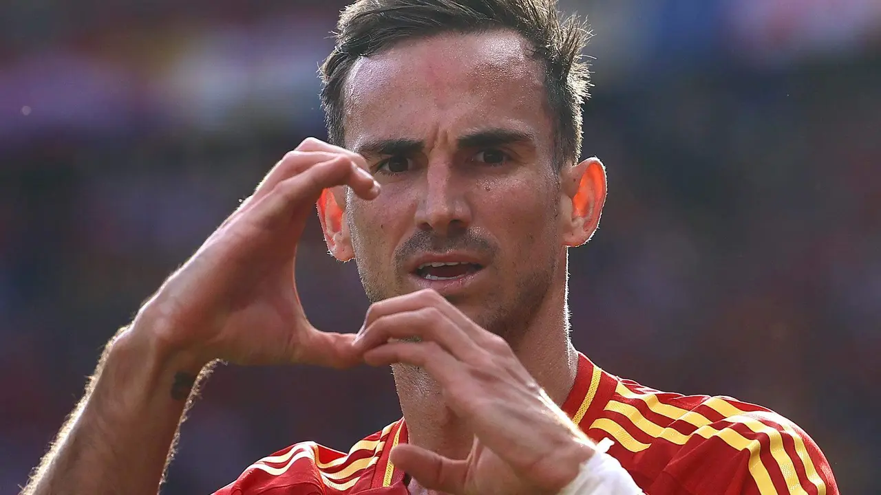 Fabian Ruiz celebra su gol durante el partido del grupo B de la UEFA EURO 2024 entre Espa&ntilde;a y Croacia en Berl&iacute;n, Alemania, el 15 de junio de 2024.  EFE/EPA/FILIP SINGER